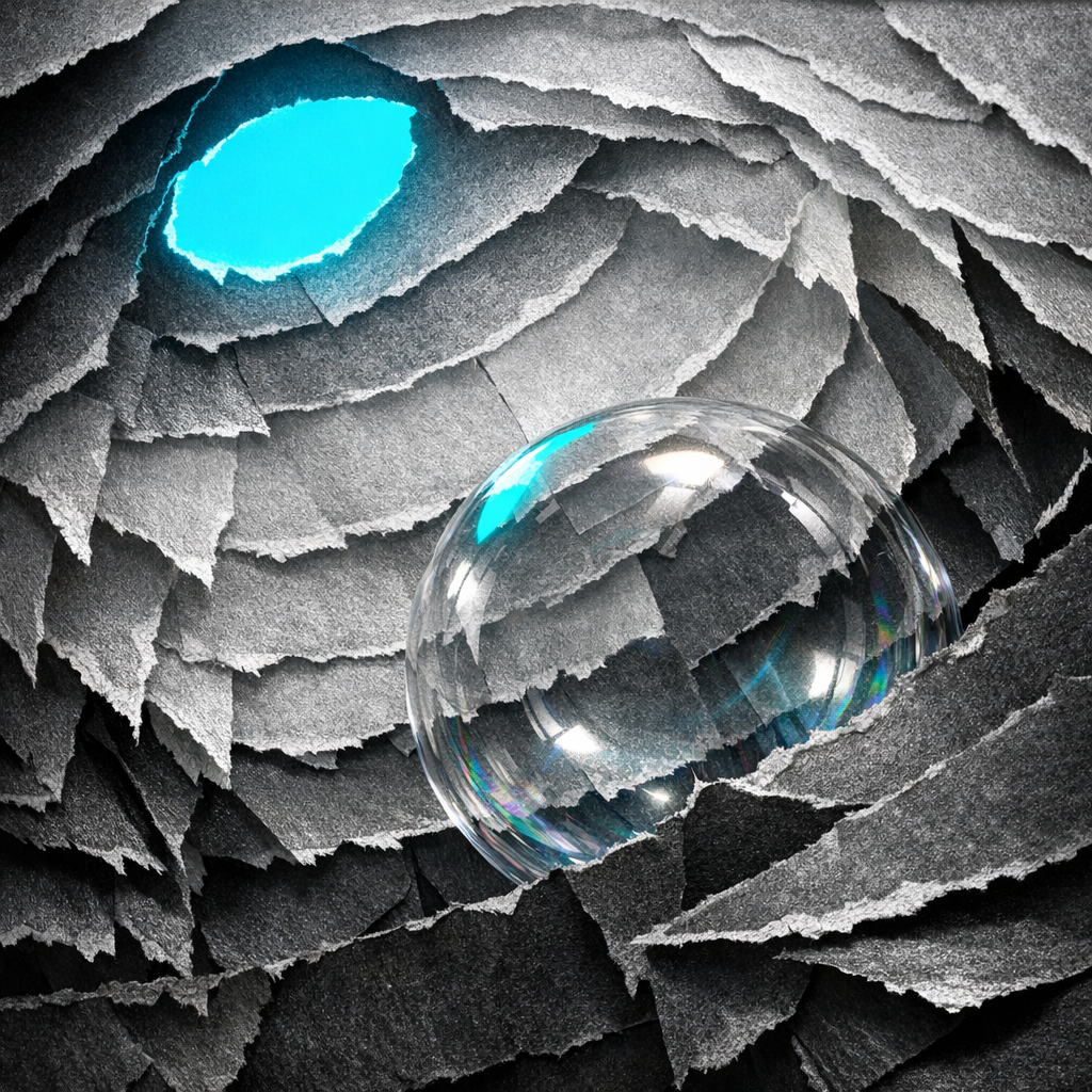 Torn Paper Cavern with Sphere